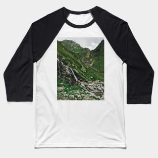 Rocky Green Alpine Landscape Baseball T-Shirt